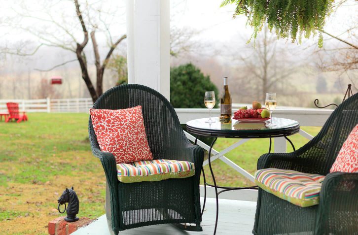 Unwind on the porch with fine Virginia wine and cheese